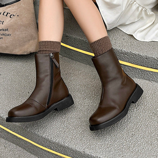 Retro hunter boots brown low sole mountain shoes 00s grunge style faux leather