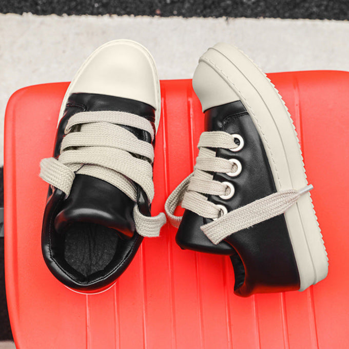 Chunky platform gothic shoes black faux leather punk sneakers grunge trainers hip-hop 00s style