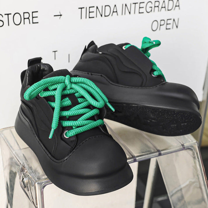 Chunky platform high tops black raver sneakers grunge shoes hip-hop trainers 00s style