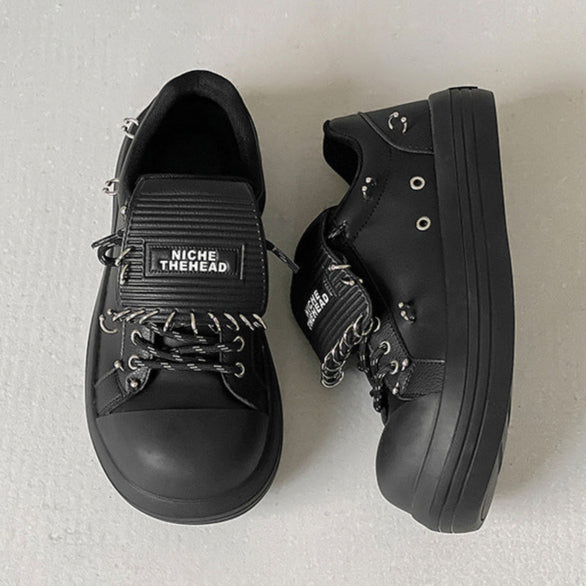 Chunky sole studded sneakers white 90s style grunge platform trainers old school punk shoes (Copy)