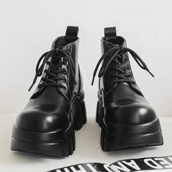 Extreme tractor platform Derby shoes black chunky sole grunge Gothic boots