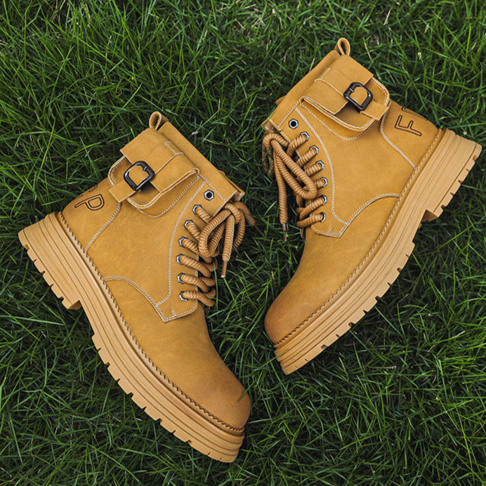 Grunge work boots grey wallet attachment catwalk hiking shoe mountain trainers