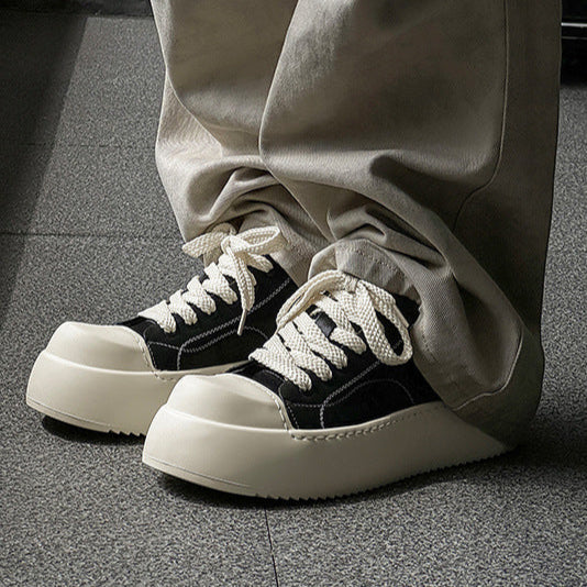 Platform gothic sneakers black faux leather round toe chunky sole skater shoes grunge punk trainers