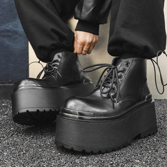 Extreme platform boots black lace up Goth style shoes faux leather grunge punk rocker trainers 90s style
