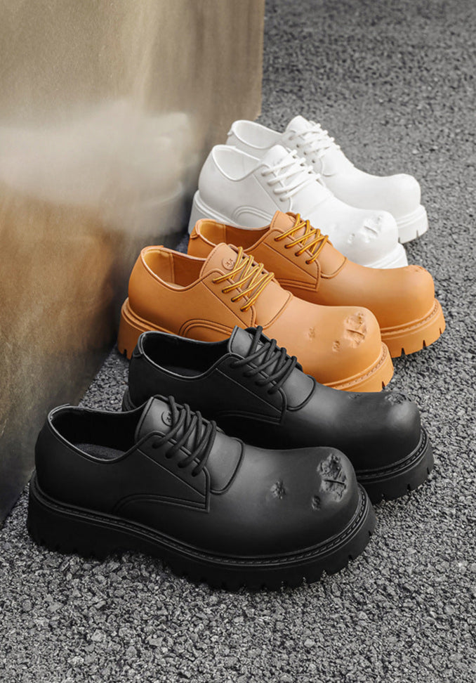 Brown chunky sole Derby shoes tractor platform punk e-boy e-girl shoes grunge trainers