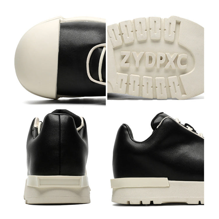 Platform gothic shoes black round toe chunky sole skater sneakers grunge punk faux leather trainers