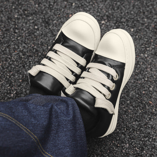 Chunky platform gothic shoes black faux leather punk sneakers grunge trainers hip-hop 00s style