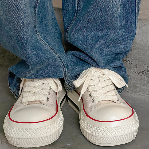 Platform canvas sneakers white chunky sole skater shoes grunge punk trainers