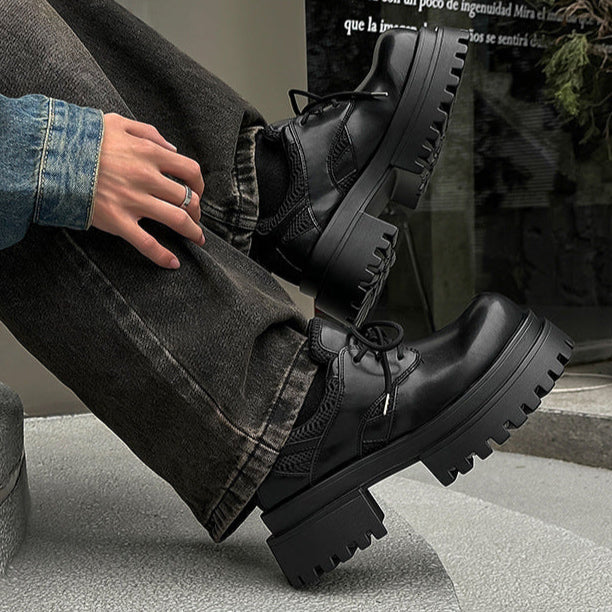 Extreme platform Derby boots black chunky sole punk rocker platform shoes grunge trainers