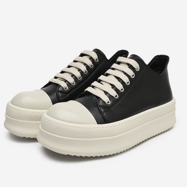 Chunky platform high tops black faux leather punk sneakers grunge shoes hip-hop trainers 00s style