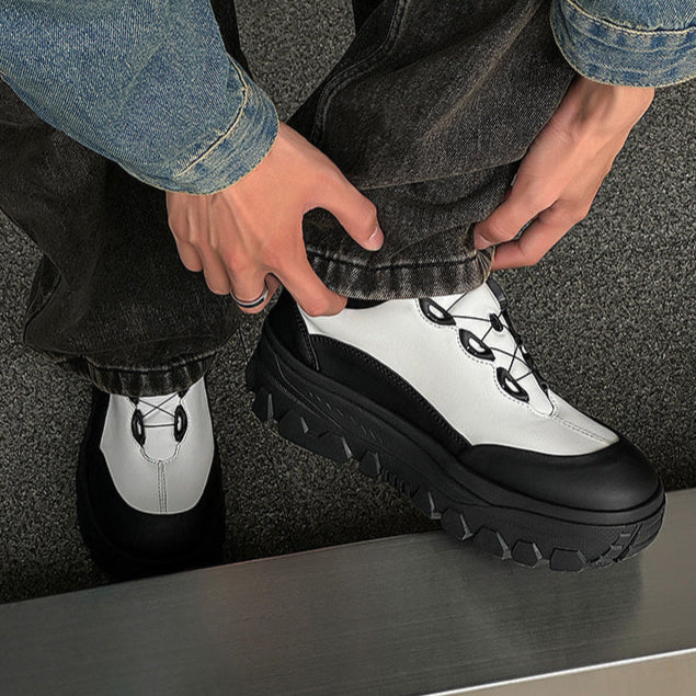 Hiking style platform boots black mountain sneakers grunge retro skiing fashion catwalk shoes