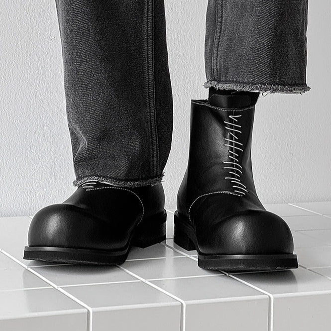 Catwalk utility boots black punk rocker faux leather shoes grunge trainers 00s style