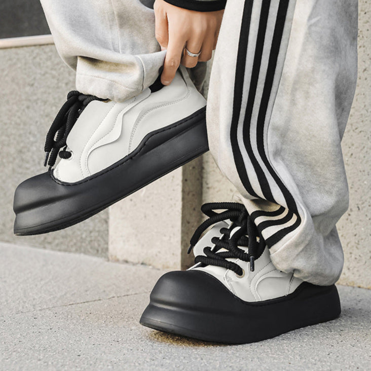 Chunky platform high tops black raver sneakers grunge shoes hip-hop trainers 00s style