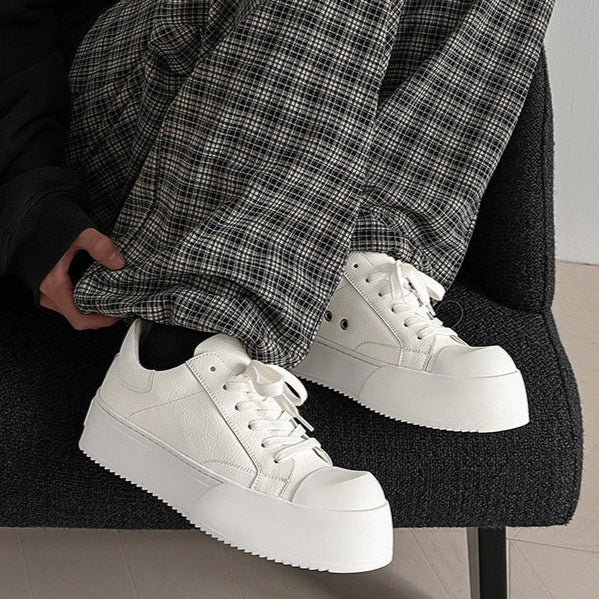 Chunky platform high tops white faux leather sneakers grunge shoes hip-hop trainers 00s style