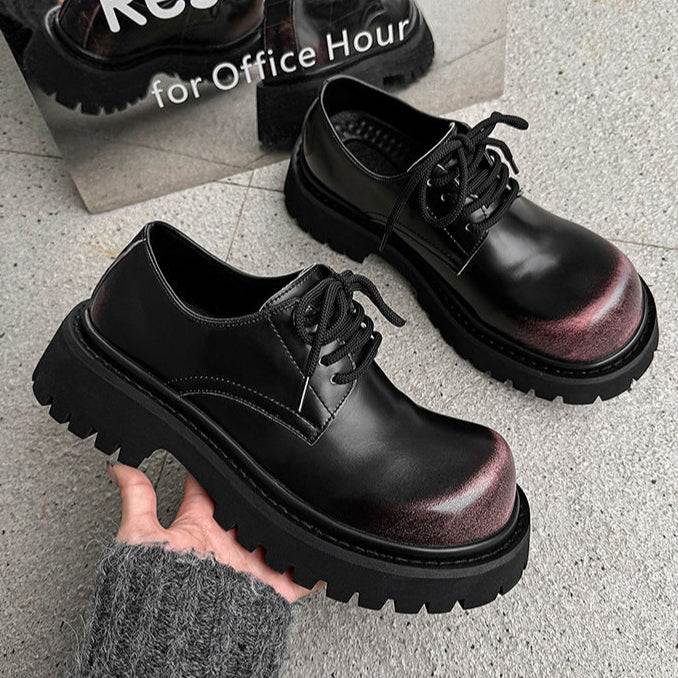 Gradient Derby shoes black chunky sole brogues faux leather catwalk shoes grunge fashion boots
