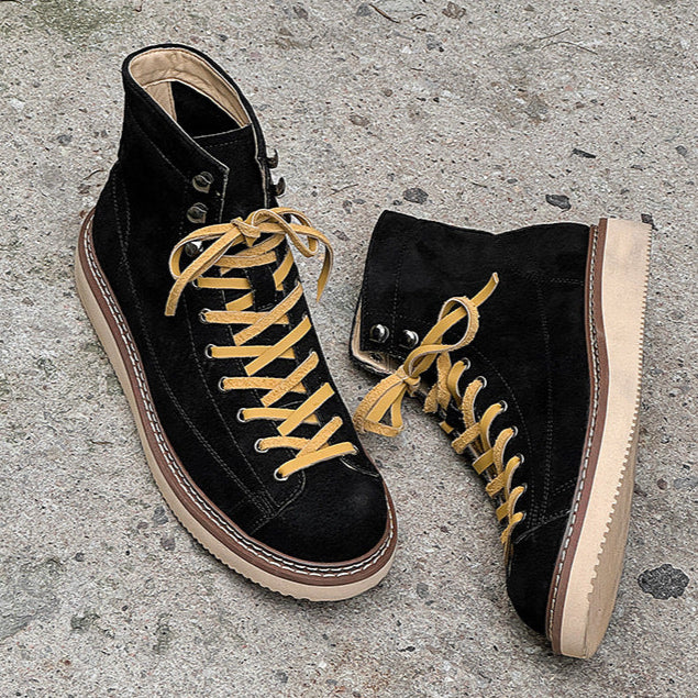 Hiking style boots black low sole mountain shoes grunge skiing trainers