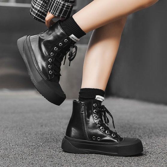 Chunky platform high tops black white raver sneakers grunge shoes skater trainers 00s style