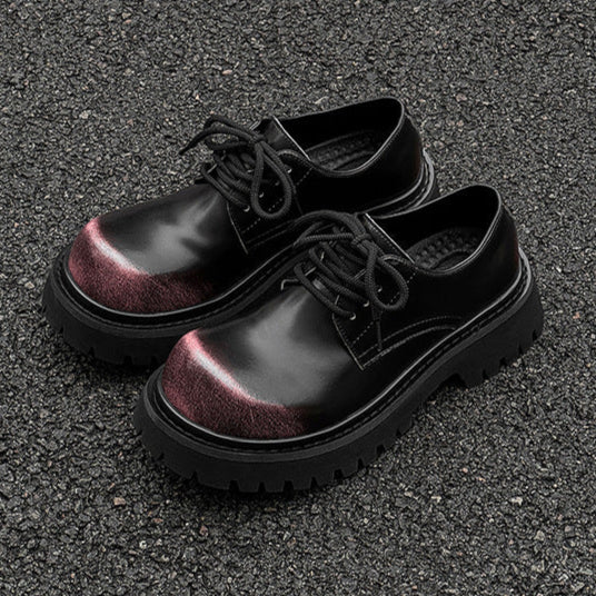 Gradient Derby shoes black chunky sole brogues faux leather catwalk shoes grunge fashion boots