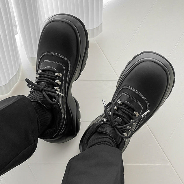 Round toe platform shoes black tractor sole punk rocker trainers 90s style grunge sneakers