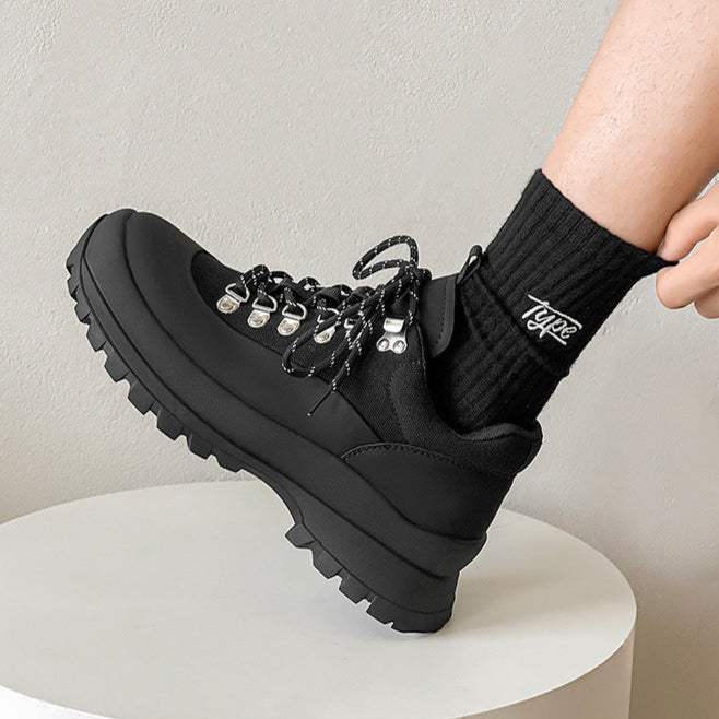 Hiking style boots white black mountain climbing grunge retro skiing fashion shoes