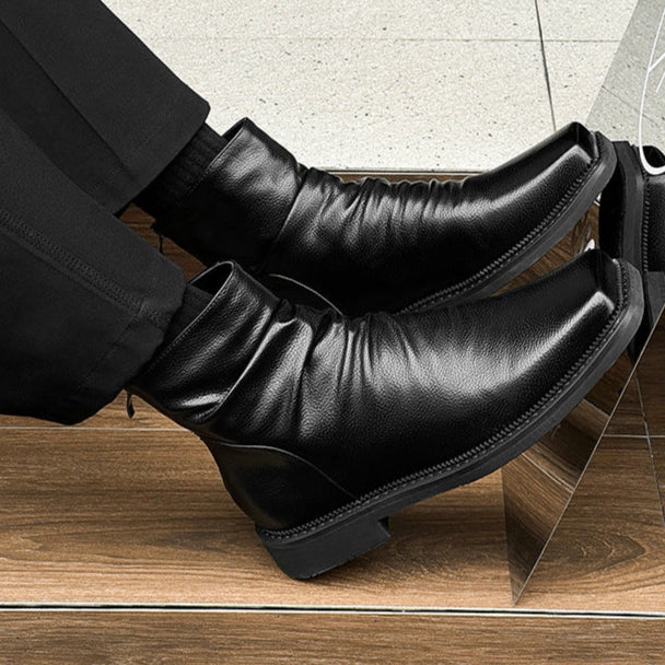 Square toe winkled ankle boots black faux leather flat sole Gothic style shoes grunge punk rocker trainers 80s style