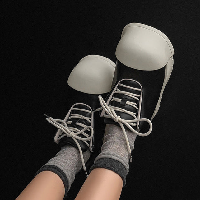 Platform gothic shoes black round toe chunky sole skater sneakers grunge punk faux leather trainers