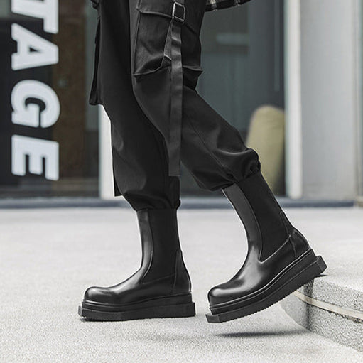 Sleek asymmetric platform boots black cyberpunk futuristic shoes big sole grunge trainers 00s style