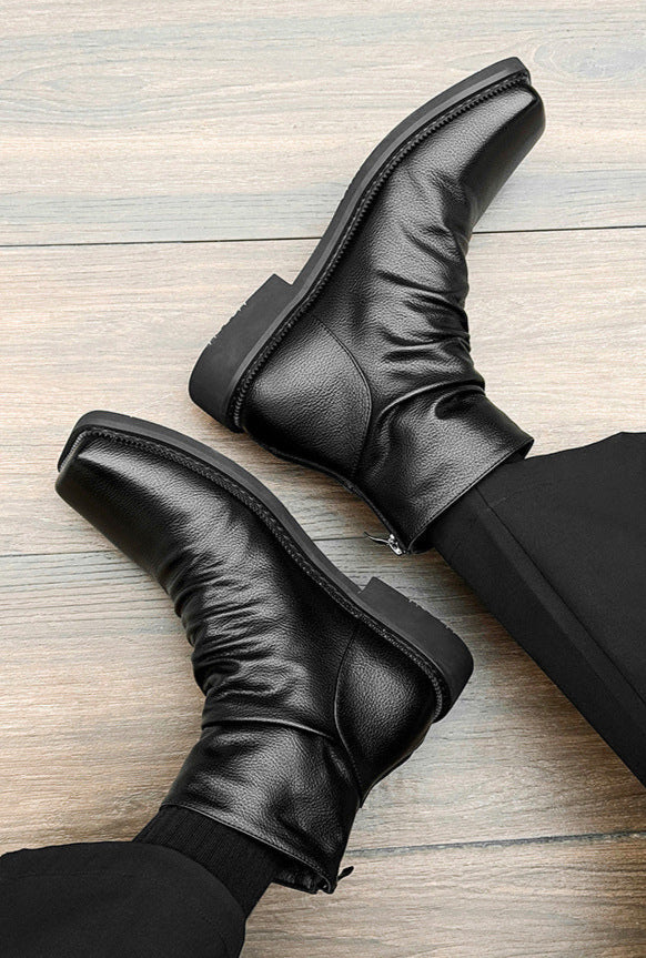 Square toe winkled ankle boots black faux leather flat sole Gothic style shoes grunge punk rocker trainers 80s style