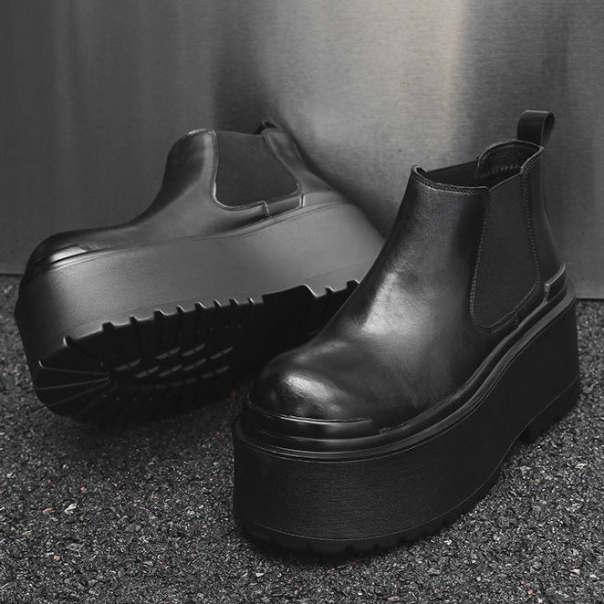 Extreme platform slip on boots black tractor Goth style shoes faux leather grunge punk rocker trainers 90s style