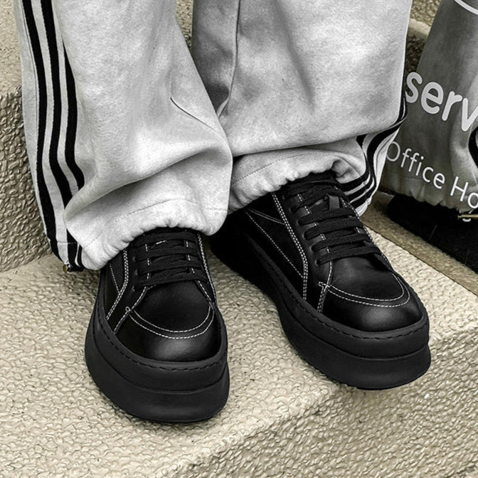 Chunky platform high tops black raver sneakers grunge shoes skater trainers 90s style faux leather