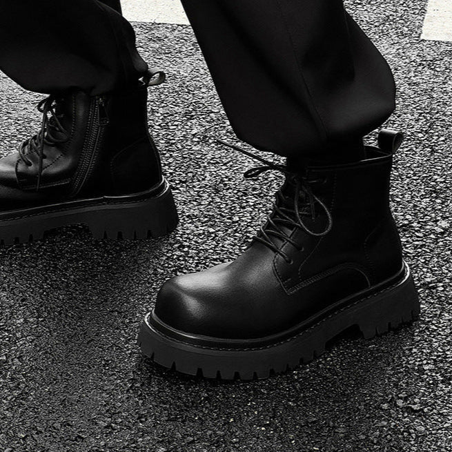 Classic grunge Derby boots black chunky sole punk rocker platform shoes