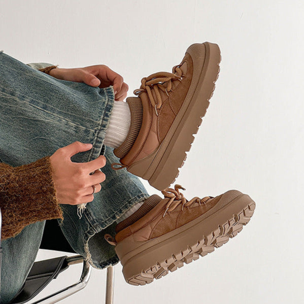 Edgy platform winter boots brown mountain trainers grunge retro skiing shoes