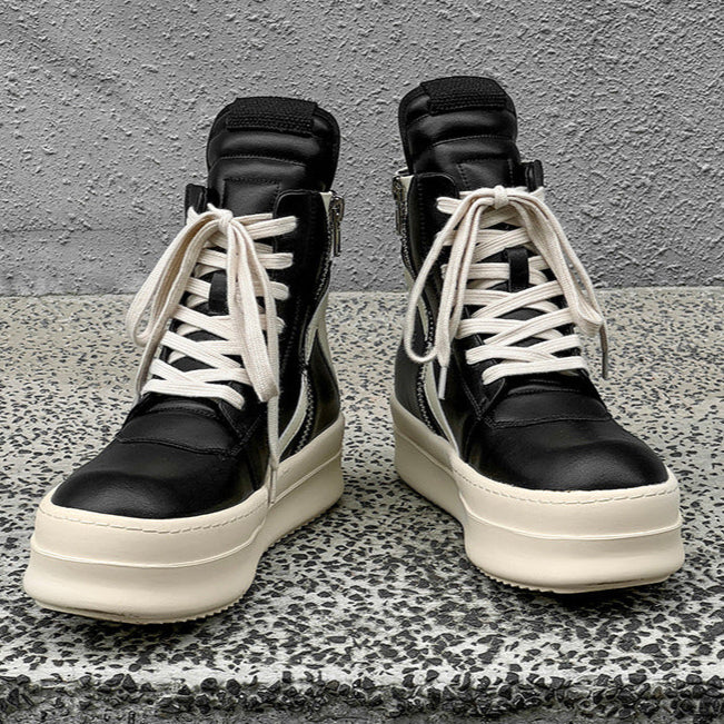 Colour block platform boots faux leather black catwalk punk shoes big sole grunge trainers 00s style