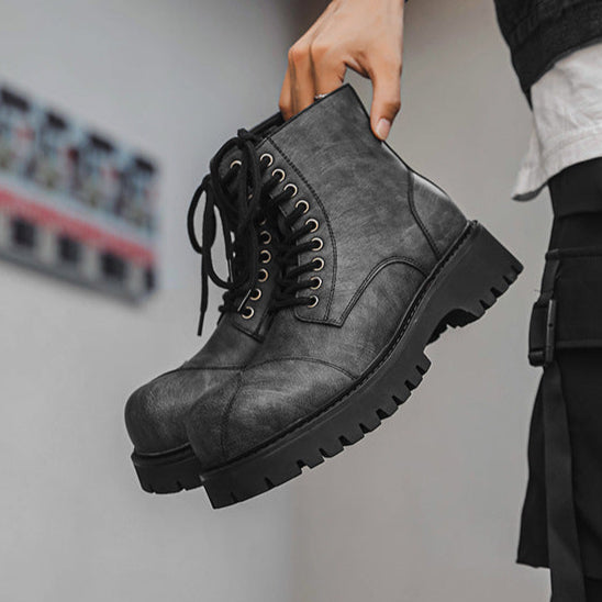 Acid wash platform boots grey rocker shoes big sole grunge trainers 90s style