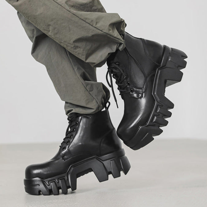 Extreme tractor platform Derby shoes black chunky sole grunge Gothic boots