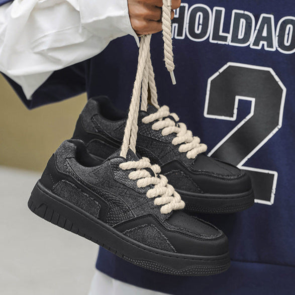 Snake skin patch high tops black denim sneakers grunge shoes hip-hop trainers 00s style