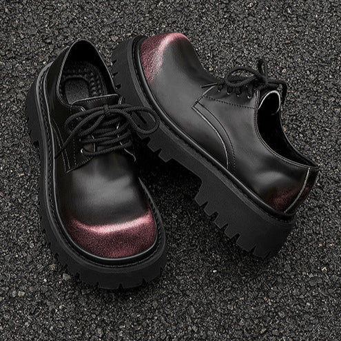 Gradient Derby shoes black chunky sole brogues faux leather catwalk shoes grunge fashion boots