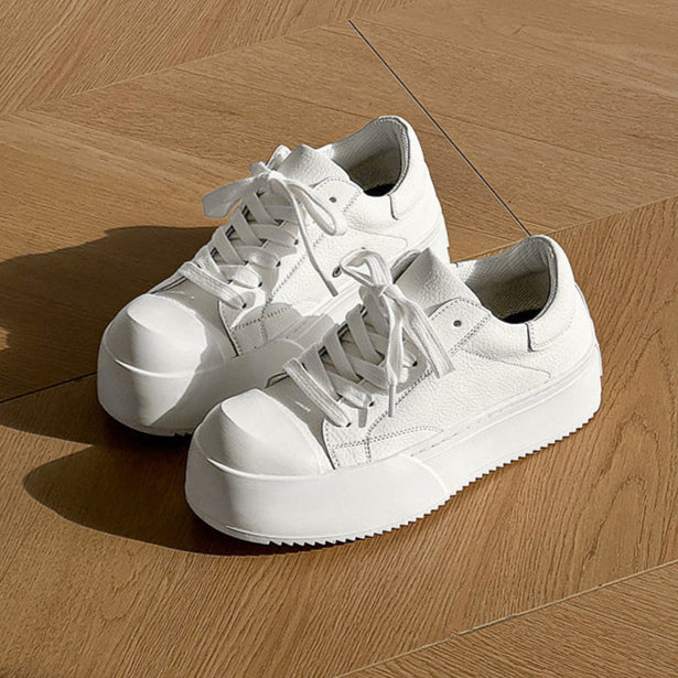 Chunky platform high tops white faux leather sneakers grunge shoes hip-hop trainers 00s style