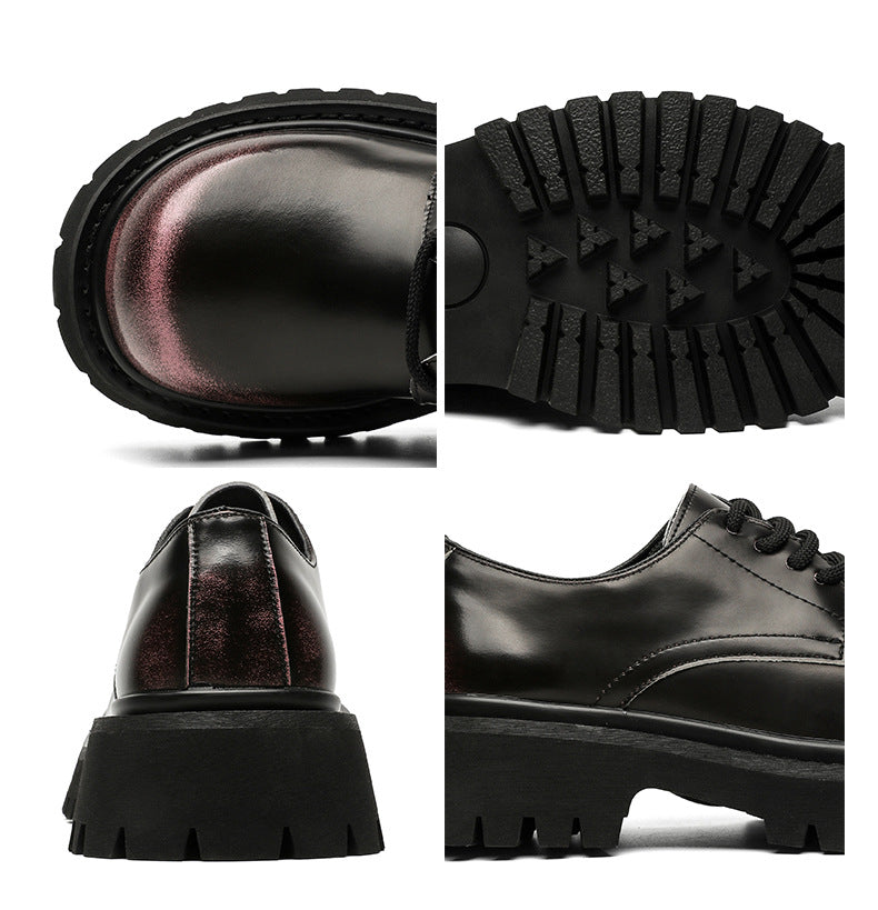 Gradient Derby shoes black chunky sole brogues faux leather catwalk shoes grunge fashion boots