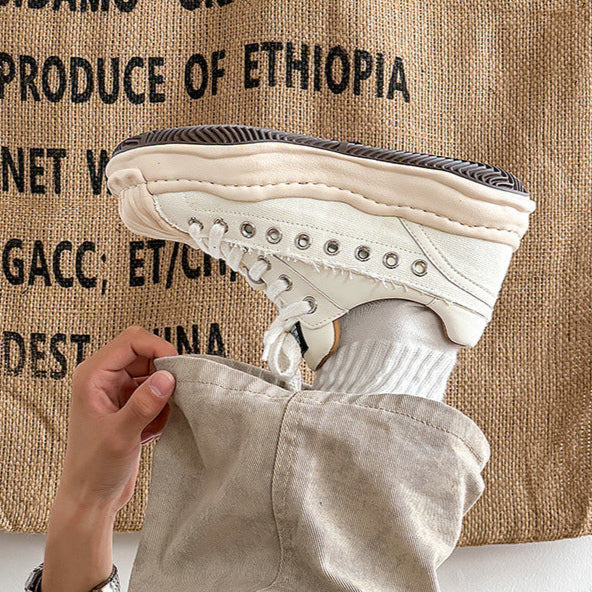 Melted platform sneakers orange round toe chunky skater shoes grunge rapper trainers