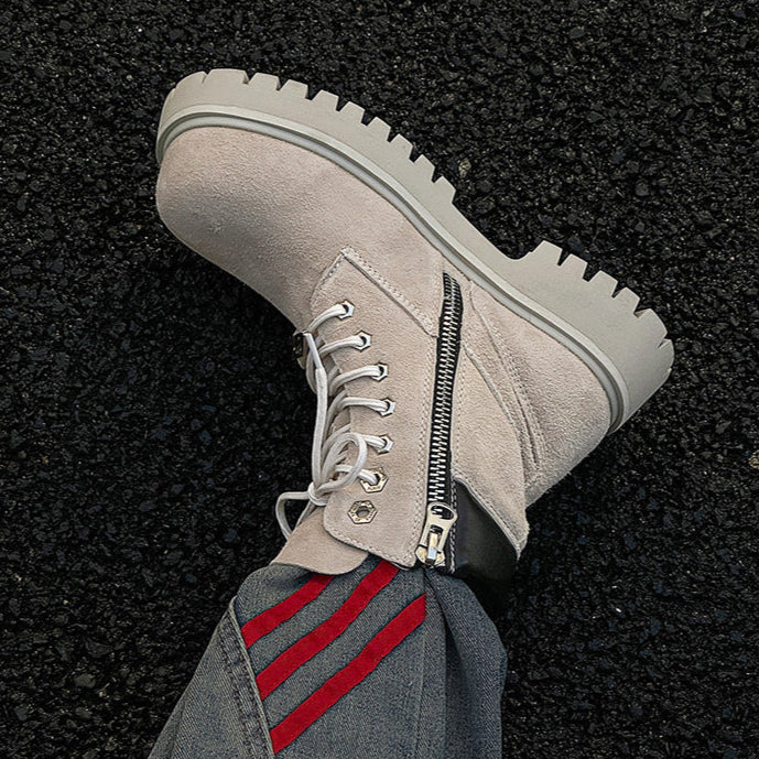 Grunge work boots burgundy suede hiking shoes mountain trainers