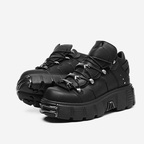 Extreme platform cyberpunk boots black faux leather Gothic style shoes grunge punk rocker trainers 90s style