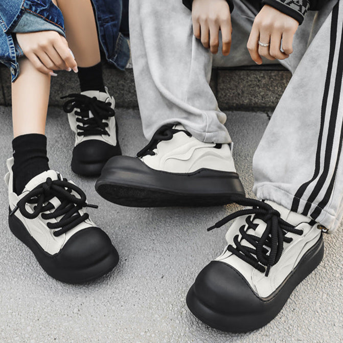 Chunky platform high tops black raver sneakers grunge shoes hip-hop trainers 00s style