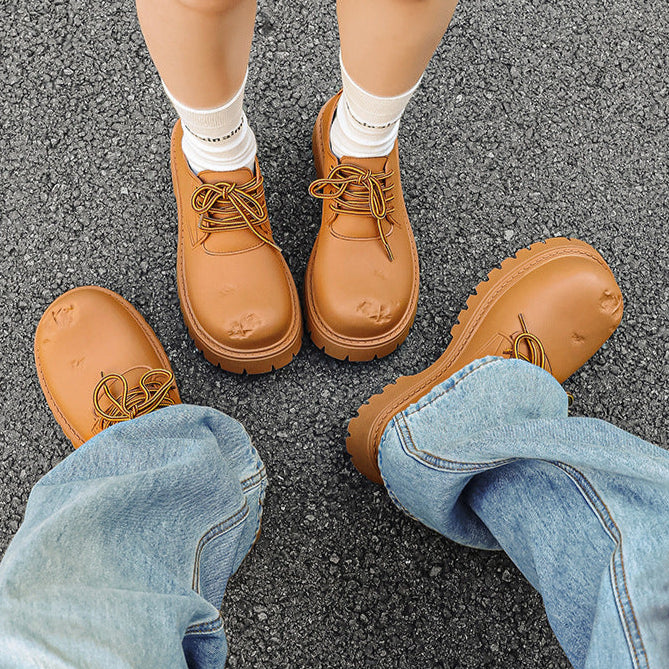 Brown chunky sole Derby shoes tractor platform punk e-boy e-girl shoes grunge trainers