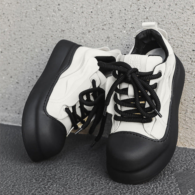 Chunky platform high tops black raver sneakers grunge shoes hip-hop trainers 00s style