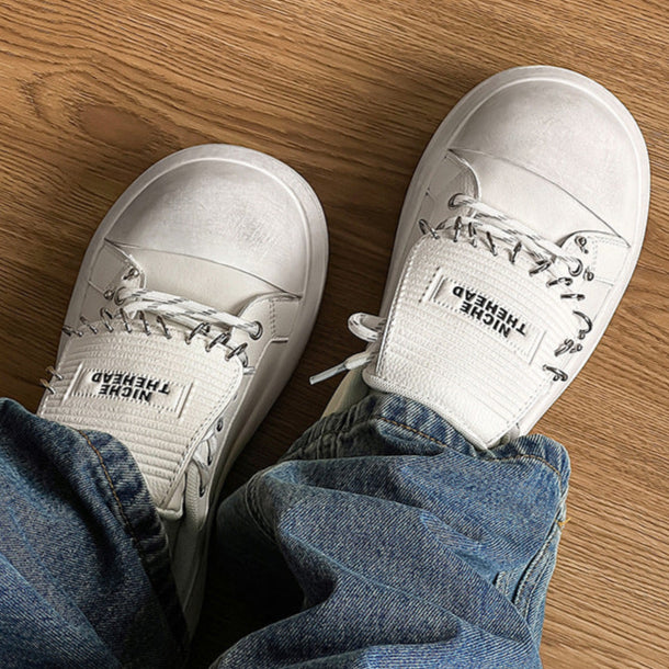 Chunky sole studded sneakers white 90s style grunge platform trainers old school punk shoes (Copy)