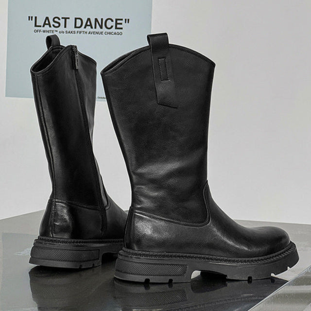 Retro hunter boots black low sole mountain shoes 00s grunge catwalk style faux leather