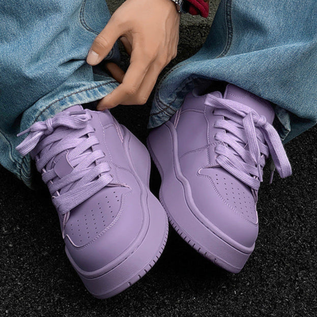 Chunky platform high tops purple raver sneakers grunge shoes hip-hop trainers 00s style