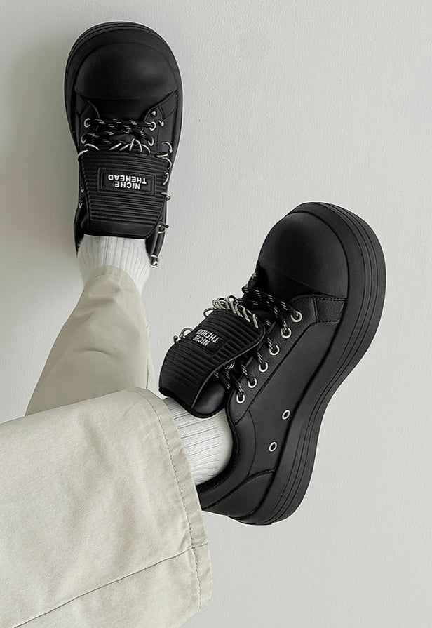 Chunky sole studded sneakers white 90s style grunge platform trainers old school punk shoes (Copy)