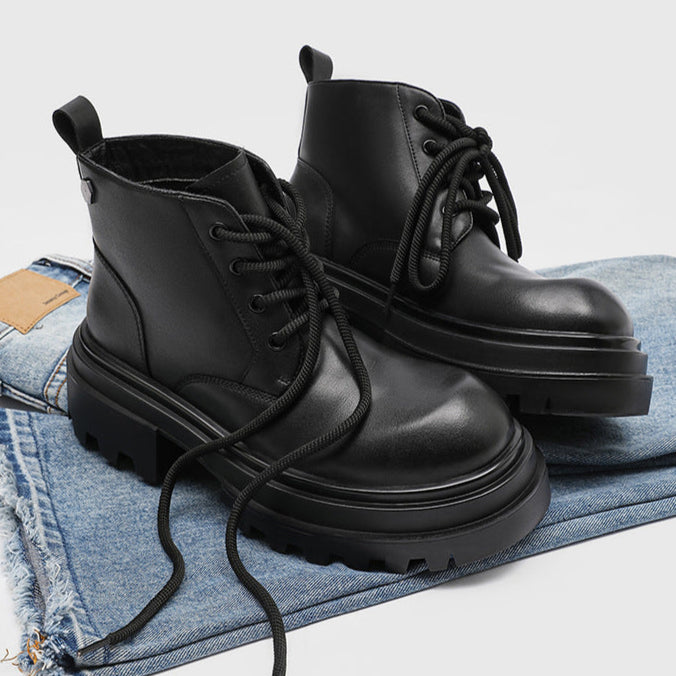 Chunky platform Derby shoes black wide sole grunge E-boy boots